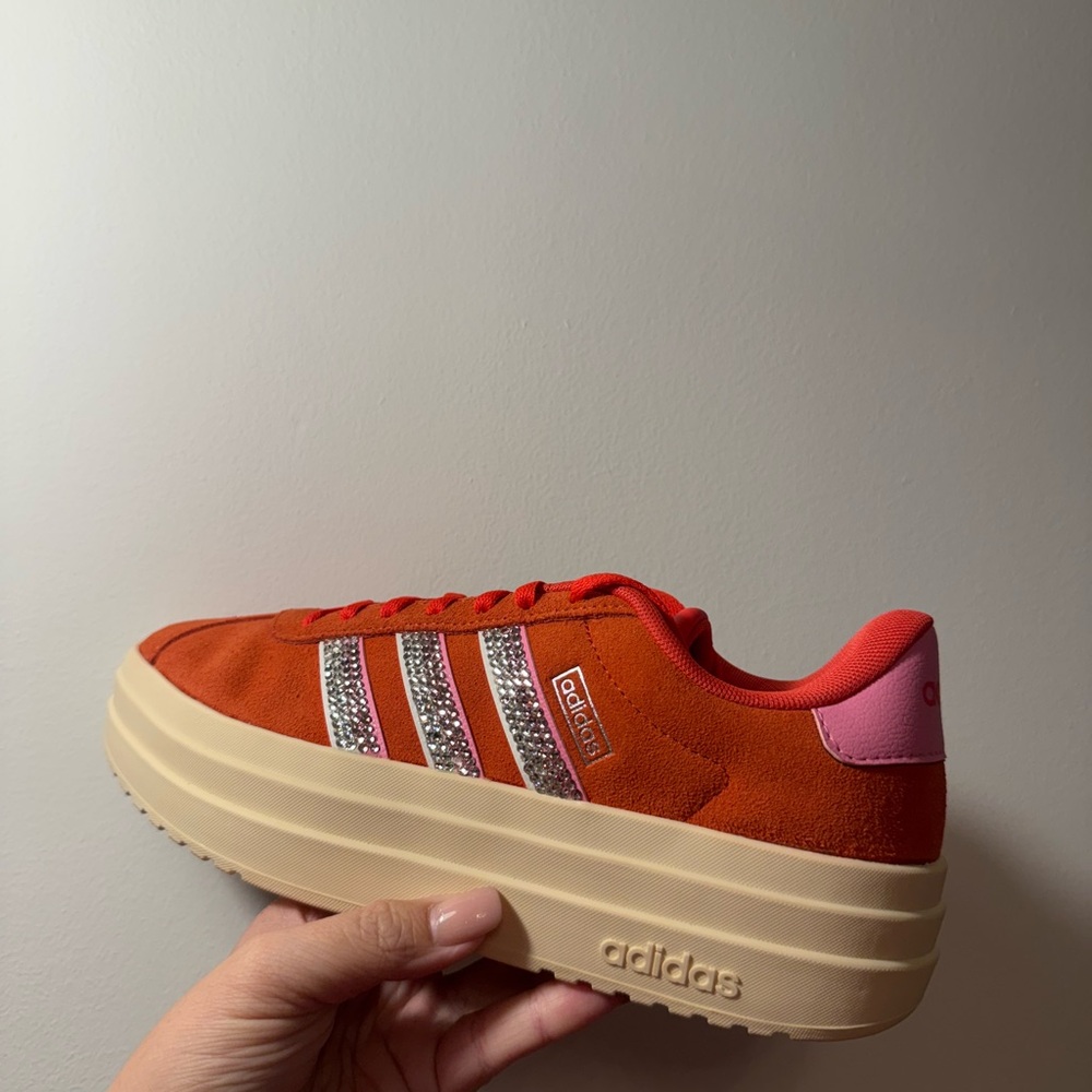 Red adidas VL court bold platform shoes